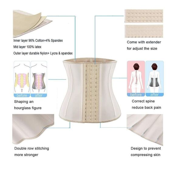 ECOWALSON Waist Trainer for Women Corset Cincher Body Shaper Girdle Trimmer with - Picture 5 of 9